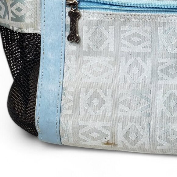 Small Dog Carrier With Shoulder Strap Geo Pattern Mesh Walls - Picture 11 of 12